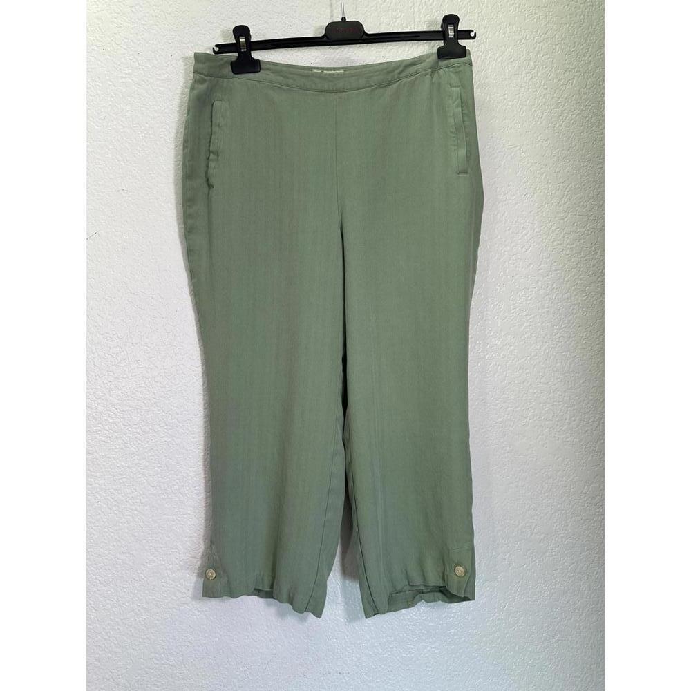 Vtg Sz 12 Tommy Bahama 100% Silk Twill Sage Green Capri Pants Resort Cruise